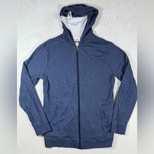 Faherty Men's Size Medium Reversible Ultra Soft Cotton Navy Cream Zip-Up Sweater